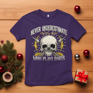 Never Underestimate An Old Who Plays Darts T Shirt Funny Darts Fan TS12 Purple Print Your Wear