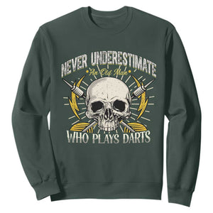 Never Underestimate An Old Who Plays Darts Sweatshirt Funny Darts Fan TS12 Dark Forest Green Print Your Wear