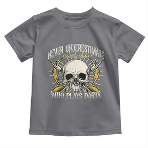 Never Underestimate An Old Who Plays Darts Toddler T Shirt Funny Darts Fan TS12 Charcoal Print Your Wear