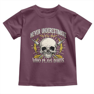 Never Underestimate An Old Who Plays Darts Toddler T Shirt Funny Darts Fan TS12 Maroon Print Your Wear