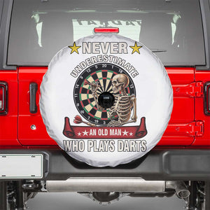 Never Underestimate An Old Man Plays Darts Spare Tire Cover Gothic Darts Player TS12 White Print Your Wear