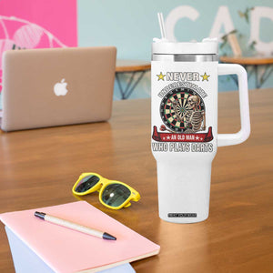 Never Underestimate An Old Man Plays Darts Tumbler With Handle Gothic Darts Player TS12 Print Your Wear