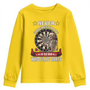 Never Underestimate An Old Man Plays Darts Youth Sweatshirt Gothic Darts Player TS12 Daisy Print Your Wear
