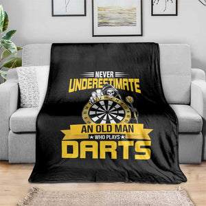 Never Underestimate An Old Man Plays Darts Throw Blanket Funny Dartist Grim Reaper Gift TS12 Print Your Wear