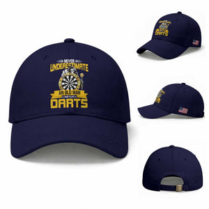 Never Underestimate An Old Man Plays Darts Baseball Cap Funny Dartist Grim Reaper Gift TS12 Baseball Cap Universal Fit Dark Blue Print Your Wear