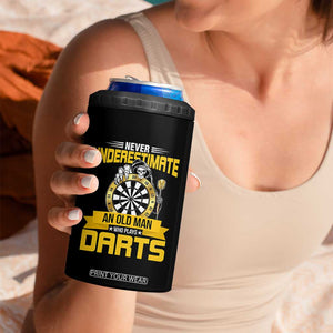Never Underestimate An Old Man Plays Darts 4 in 1 Can Cooler Tumbler Funny Dartist Grim Reaper Gift TS12 Print Your Wear
