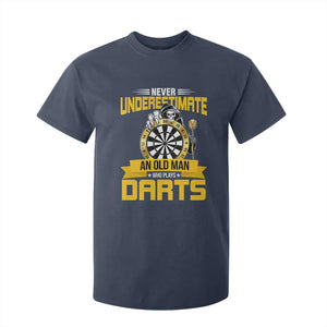 Never Underestimate An Old Man Plays Darts T Shirt For Kid Funny Dartist Grim Reaper Gift TS12 Navy Print Your Wear