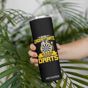 Never Underestimate An Old Man Plays Darts Skinny Tumbler Funny Dartist Grim Reaper Gift TS12 Print Your Wear