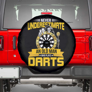Never Underestimate An Old Man Plays Darts Spare Tire Cover Funny Dartist Grim Reaper Gift TS12 Black Print Your Wear
