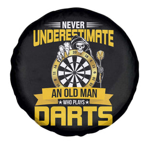 Never Underestimate An Old Man Plays Darts Spare Tire Cover Funny Dartist Grim Reaper Gift TS12 Print Your Wear