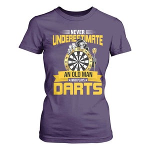 Never Underestimate An Old Man Plays Darts T Shirt For Women Funny Dartist Grim Reaper Gift TS12 Purple Print Your Wear
