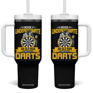 Never Underestimate An Old Man Plays Darts Tumbler With Handle Funny Dartist Grim Reaper Gift TS12 One Size: 40 oz Black Print Your Wear