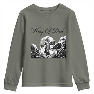 Greek Mythology Poseidon Dartist Youth Sweatshirt King Of Dart Thrower TS12 Military Green Print Your Wear