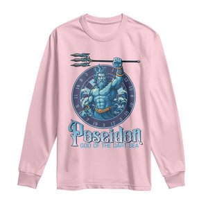 Ancient Greek Mythology Poseidon Dartist Long Sleeve Shirt God Of The Dart Sea Trident TS12 Light Pink Print Your Wear