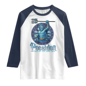 Ancient Greek Mythology Poseidon Dartist Raglan Shirt God Of The Dart Sea Trident TS12 White Navy Print Your Wear