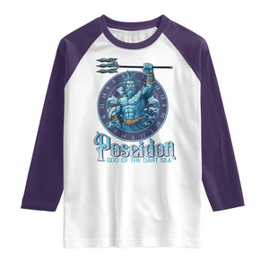 Ancient Greek Mythology Poseidon Dartist Raglan Shirt God Of The Dart Sea Trident TS12 White Purple Print Your Wear