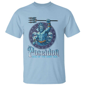 Ancient Greek Mythology Poseidon Dartist T Shirt God Of The Dart Sea Trident TS12 Light Blue Print Your Wear
