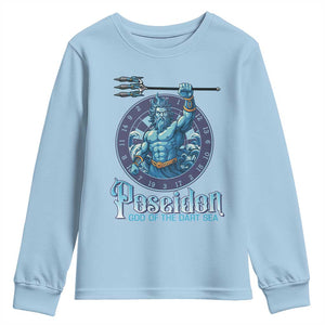 Ancient Greek Mythology Poseidon Dartist Youth Sweatshirt God Of The Dart Sea Trident TS12 Light Blue Print Your Wear