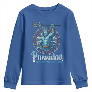 Ancient Greek Mythology Poseidon Dartist Youth Sweatshirt God Of The Dart Sea Trident TS12 Royal Blue Print Your Wear