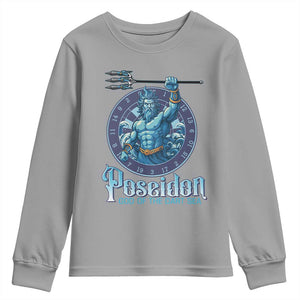 Ancient Greek Mythology Poseidon Dartist Youth Sweatshirt God Of The Dart Sea Trident TS12 Sport Gray Print Your Wear