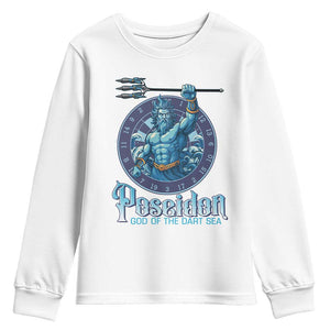 Ancient Greek Mythology Poseidon Dartist Youth Sweatshirt God Of The Dart Sea Trident TS12 White Print Your Wear