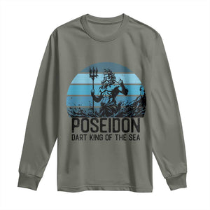 Ancient Greek Mythology Poseidon Dartist Long Sleeve Shirt Dart King Of The Sea Trident TS12 Military Green Print Your Wear