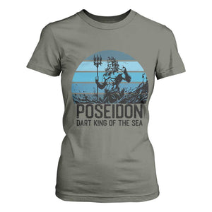 Ancient Greek Mythology Poseidon Dartist T Shirt For Women Dart King Of The Sea Trident TS12 Military Green Print Your Wear