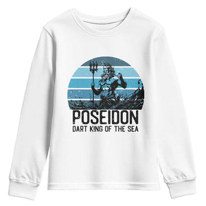 Ancient Greek Mythology Poseidon Dartist Youth Sweatshirt Dart King Of The Sea Trident TS12 White Print Your Wear