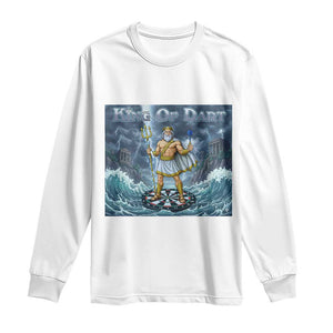 Greek Mythology Poseidon Dart Player Long Sleeve Shirt King Of Dart Trident Thrower TS12 White Print Your Wear