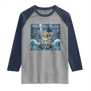 Greek Mythology Poseidon Dart Player Raglan Shirt King Of Dart Trident Thrower TS12 Sport Gray Navy Print Your Wear