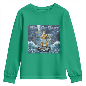 Greek Mythology Poseidon Dart Player Youth Sweatshirt King Of Dart Trident Thrower TS12 Irish Green Print Your Wear