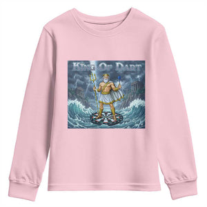 Greek Mythology Poseidon Dart Player Youth Sweatshirt King Of Dart Trident Thrower TS12 Light Pink Print Your Wear
