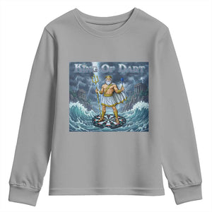 Greek Mythology Poseidon Dart Player Youth Sweatshirt King Of Dart Trident Thrower TS12 Sport Gray Print Your Wear