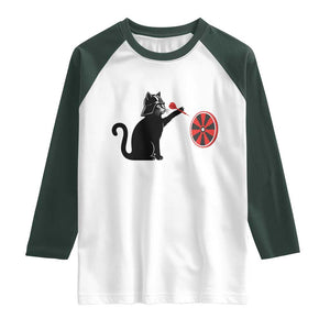 Black Cat Lord Darts Player Raglan Shirt Funny Space Scifi Dartist Gift TS12 White Dark Forest Green Print Your Wear