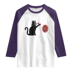 Black Cat Lord Darts Player Raglan Shirt Funny Space Scifi Dartist Gift TS12 White Purple Print Your Wear