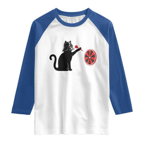 Black Cat Lord Darts Player Raglan Shirt Funny Space Scifi Dartist Gift TS12 White Royal Print Your Wear