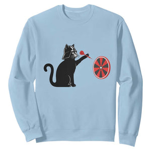 Black Cat Lord Darts Player Sweatshirt Funny Space Scifi Dartist Gift TS12 Light Blue Print Your Wear
