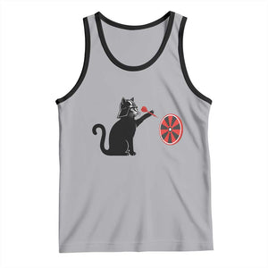 Black Cat Lord Darts Player Tank Top Funny Space Scifi Dartist Gift TS12 Athletic Heather Black Print Your Wear