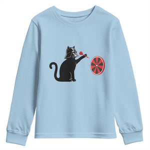Black Cat Lord Darts Player Youth Sweatshirt Funny Space Scifi Dartist Gift TS12 Light Blue Print Your Wear