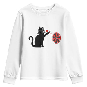 Black Cat Lord Darts Player Youth Sweatshirt Funny Space Scifi Dartist Gift TS12 White Print Your Wear