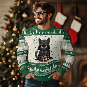 Dark Lord Cat Dartist Gift Ugly Christmas Sweater Funny Sci Fi Dart Thrower Gift TS12 Beige Green Print Your Wear