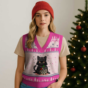 Dark Lord Cat Dartist Gift V-Neck Knit Sweater Vest Funny Sci Fi Dart Thrower Gift TS12 Hot Pink Print Your Wear