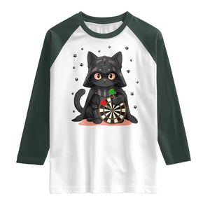Dark Lord Cat Dartist Gift Raglan Shirt Funny Sci Fi Dart Thrower Gift TS12 White Dark Forest Green Print Your Wear