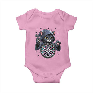 Funny Grim Reaper Cat Dart Player Baby Onesie Gothic Dartist Gift TS12 Light Pink Print Your Wear