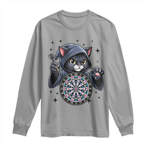 Funny Grim Reaper Cat Dart Player Long Sleeve Shirt Gothic Dartist Gift TS12 Sport Gray Print Your Wear