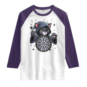 Funny Grim Reaper Cat Dart Player Raglan Shirt Gothic Dartist Gift TS12 White Purple Print Your Wear