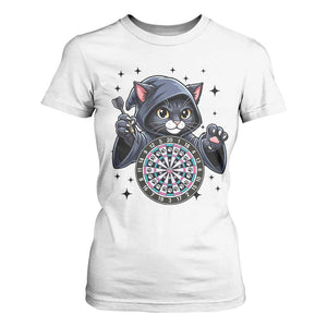 Funny Grim Reaper Cat Dart Player T Shirt For Women Gothic Dartist Gift TS12 White Print Your Wear