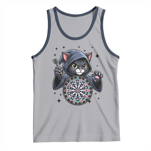 Funny Grim Reaper Cat Dart Player Tank Top Gothic Dartist Gift TS12 Athletic Heather Navy Print Your Wear