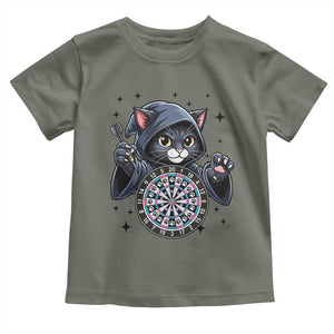 Funny Grim Reaper Cat Dart Player Toddler T Shirt Gothic Dartist Gift TS12 Military Green Print Your Wear