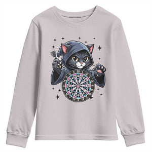 Funny Grim Reaper Cat Dart Player Youth Sweatshirt Gothic Dartist Gift TS12 Ice Gray Print Your Wear